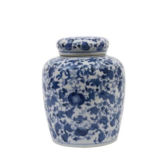 8&#x27;&#x27; Blue &#x26; White Ceramic Ginger Jar with Lid